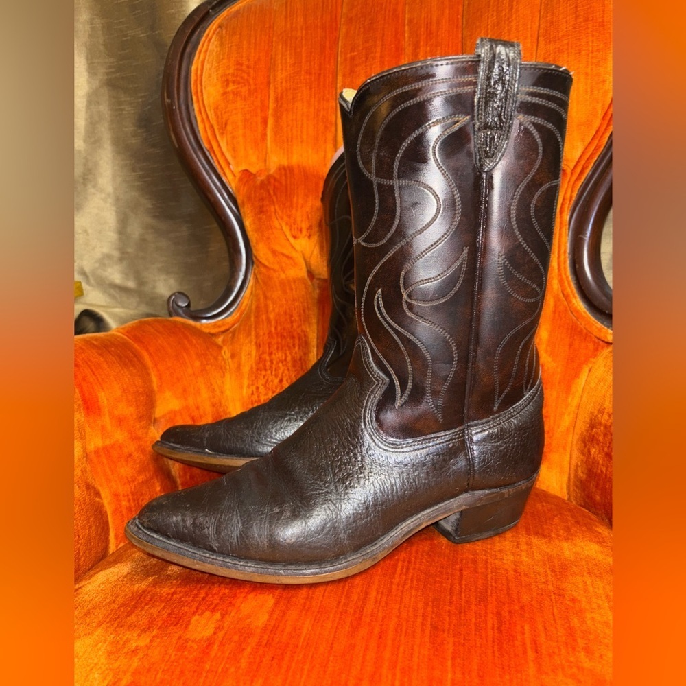 Vintage Rodeo Cowboy Boots pointed Toe Genuine Leather Western Brown 10.5 - Picture 5 of 10